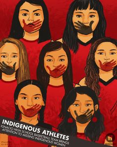 the indigenousness athletes are depicted in this poster, with their faces painted red and black