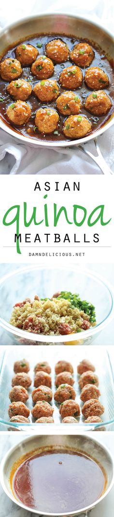 Asian Quinoa Meatballs - Healthy, nutritious and packed with so much flavor. Perfect as an appetizer or a light dinner! Cauliflower Ideas, Pureed Cauliflower, Meatballs Healthy, Meatballs Sauce, Meatballs Dinner, Cauliflower Cakes, Asian Quinoa, Quinoa Meatballs, Asian Meatballs