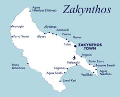 a map of zakynthos with all the towns and major roads on it