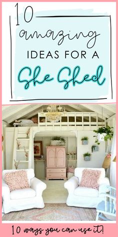 two white chairs and a pink door with the words 10 ways you can use it