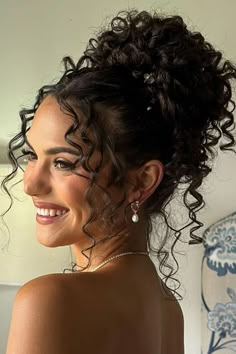 Up Due Hairstyles For Curly Hair, Pretty Updos For Medium Hair Wedding, Short Hair Curly Updo Bridesmaid, Hairstyles For Curly Hair For A Wedding, Curly Upstyles For Long Hair, Hair Styles For Curly Hair Wedding, Hairstyles For Brown Curly Hair, Wedding Hair For Long Curly Hair, Simple Elegant Curly Hairstyles