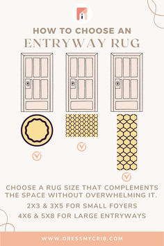 how to choose an entryway rug for your home or office? info graphic by dresmycrib com