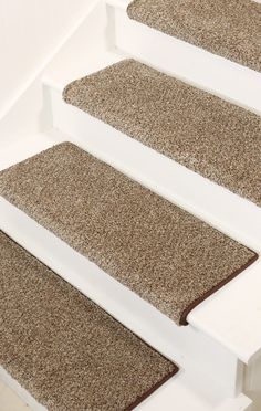 PRICES MAY VARY. Triple reinforced ROUNDED bullnose front with non skid fiber pad backing. HIGH-END CARPET STAIR TREADS: Stoney Brook is a beautiful soft polyester made of 100% PureColor Soft Solution Dyed BCF. PureColor is Dreamweaver’s proprietary solution-dyed fiber that allows the color to penetrate all the way through the fiber verses traditional carpet fibers where only the outer edge of the fiber is dyed. A classic, simple and soft choice that adds a warm layer to your home at an affordab Bullnose Carpet Stair Treads, Stair Tread Covers, Carpet Treads, Hardwood Stairs, Carpet Stair Treads, Stair Mats, Wooden Steps, Wood Stairs, Wooden Stairs