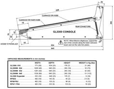 a drawing of the gl - 350 console with measurements for each side and top