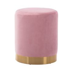 a pink stool with gold trim around it