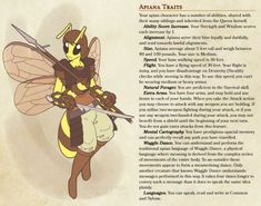 Bug Race Dnd, Bee Dnd Character, Insect Oc, Bug People, Dnd Homebrew