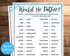 a printable word he father game is shown on a wooden table with a blue and white background