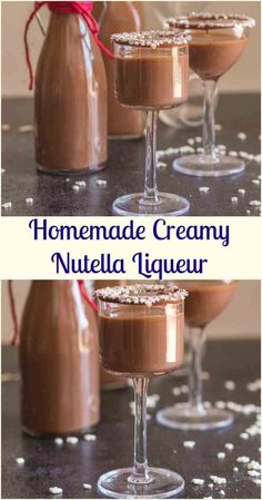 homemade creamy nutella liqueur is served in coupe glasses