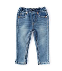 From Levi's®&#x2C; these jeans offer:Dobby stretch denimPull-on styling Elastic waistband with drawcordFaux flyTwo front pockets (one with coin pocket)Two back pocketsMetal hardwareCotton/polyester/viscose/elastaneMachine wash/tumble dryImported. Newborn Jeans Boy, Baby Boy Blue Jeans, Vintage Toddler Jeans, Infant Boy Jeans, Heritage Brands, Dillard's, Bottom Clothes, Baby Boys, Baby Boy Outfits