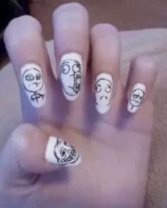 ssooooooooo 00s pilled Face Nails, Troll Face, Makeup Nails, My Friend, Pretty Nails, Cute Nails