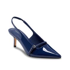 Marc Fisher-Alorie Pump Elevate a formal or professional look with the Alorie pump from Marc Fisher. This slingback features a patent sheen and pointed silhouette for a vintage-inspired highlight. Blue Slingback Pumps For Work, Blue Pointed Toe Slingback Pumps For Work, Blue Slingback Pumps With Heel Strap For Work, Blue Slingback Pumps With Pointed Toe, Blue Fitted Slingback Pumps With Pointed Toe, Elegant Blue Slingback Pumps With 4-inch Heel, Blue Patent Leather Heels For Work, Elegant Blue Pointed Toe Slingback Pumps, Fitted Patent Leather Slingback Pumps For Office