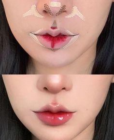 Korean Makeup Look Lips, Kawaii Anime Makeup Looks, Make Up Ulzzang, Gyaru Make Up, Ulzzang Nails, Valentine’s Day Make Up, Cute Korean Makeup, Makeup Bibir, Extreme Make-up