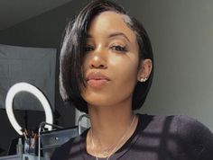 Short Bob Hairstyle Women Black Woman, Ear Length Bob Black Women, Short Natural Bob Black Women, Chin Length Bob Black Women, Ear Length Hairstyles For Black Women, Bob On Natural Hair Black Women, Bob Hairstyles For Black Women Natural, Natural Hair Bob Cut Black Women, Short Bob Cuts For Black Women