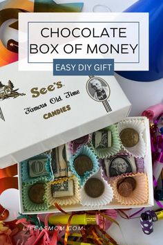 the chocolate box of money is filled with candy