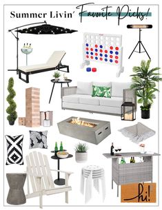 a collage of furniture and decor with the words summer livin'on it