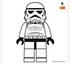 a lego star wars character is shown in black and white with the text,'storm trooper