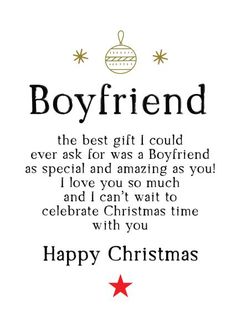 a christmas card that says boyfriend the best gift i could ever ask for was a boyfriend as special and amazing as you