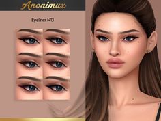 an animated image of a woman's eyes and eyebrows