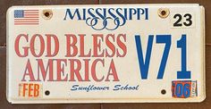 a license plate that says god bless america v71 on the front