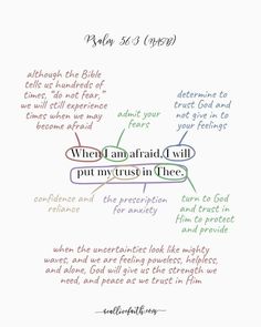 Psalm 56:3, "When I am afraid, I will put my trust in thee." Psalm 56:3, Verse Mapping Scriptures, Bible Infographics, Choose God, Bible Sketches, Jesus Motivation, Notebook Journaling, Psalm 56, Verse Mapping