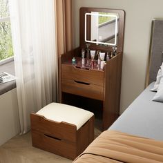 a bedroom scene with focus on the dressing table