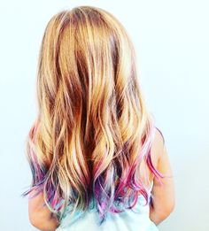 Colorful Mermaid, Hairstyles Color, Dip Dye Hair, Girl Hair Colors, Colored Hair Tips, Peekaboo Hair, Hair Color Crazy