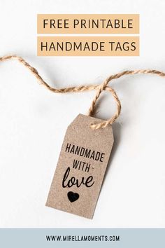 free printable handmade tags with love