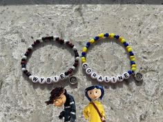 (cuz ain't no way I'm making those by myself) Coraline Bracelet Diy, Coraline Friendship Bracelet, Coraline Beaded Bracelet, Matching Coraline Bracelets, Coraline And Wybie Bracelets, Coraline Bracelet Ideas, Ideas For Bracelets With Beads, Coraline Merchandise, Coraline Jewelry