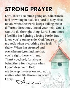 an image of a birdhouse with the words strong prayer