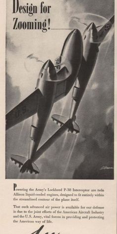 an advertisement for the new aeroplane designed for zooming, with a jet flying in the sky