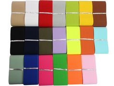 assorted colors of satin ribbon on white background