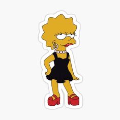 the simpsons character sticker with red shoes and an eye patch on her face, standing in