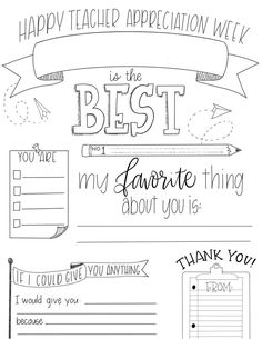 the best teacher appreciation week printable