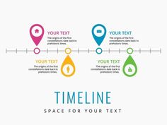 a line with different colored pointers on it and the text time for your text