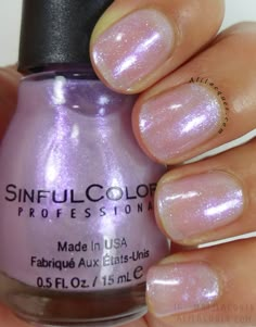 This color is called Sheer Genius; I received it for free in my #SunshineVoxBox from influenster! It's beautiful especially on top of a light pink. Iridescent Nail Polish, Sinful Colors Nail Polish, Pretty Nail Polish, Sinful Colors, Really Cute Nails, Crystal Nails