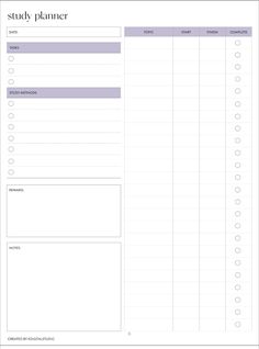 the study planner is shown in purple