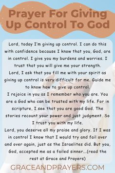 prayer for giving up control to god