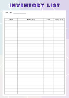 Inventory List Sheet Templates | Printables Hub Craft Inventory Printable Free, Small Business Inventory Spreadsheet, Moving Inventory List Free Printable, Inventory Checklist Template, Home Inventory List Free Printable, Kitchen Inventory List Free Printable, Stock Inventory Template, Free Spreadsheet Templates, Free Printable Inventory Sheets