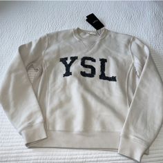 Brand New Oversized Size Xsmall Ysl Sweatshirt Retails For 1000 New. She Is Beautiful Piece To Add To Your Closet. With Care Instructions!!! Ysl Hoodie, Ysl Sweater, Ysl Sweatshirt, Ysl Clothes, Sweater Outfits Men, Saint Laurent Clothes, Winter Closet, Expensive Clothes, Mens Designer Fashion