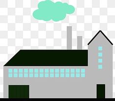 an image of a factory with clouds in the sky