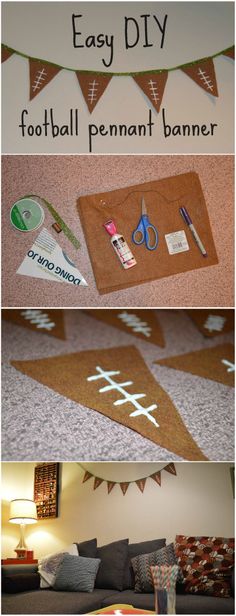 an easy diy football pennant banner for the game