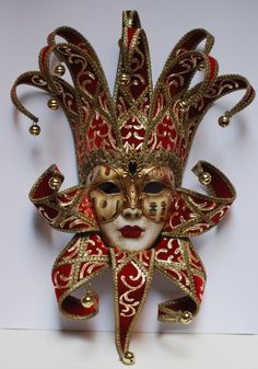 Pierrot Clown, Carnival Of Venice, Costume Masks, Venetian Mask, Mardi Gras Mask, Full Face Mask