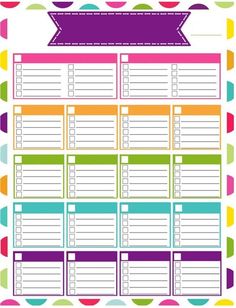 a printable planner with colorful circles and dots