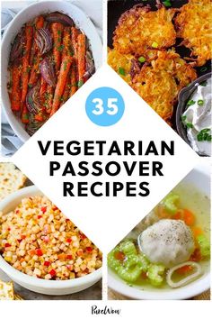 vegetarian passover recipe collage with text overlay