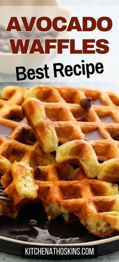 chocolate waffles on a plate with the words best recipe in front of it