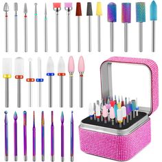 PRICES MAY VARY. One Kit for Beginners and Professionals: Our 30pcs nail drill bits are made by different materials. It perfectly fits for any nail art work like grinding, sharpening, carving, polishing, smoothing and cuticles removal, removing acrylic nails. Built to meet all needs for both beginners and professionals. Wide Range of Applications: These 3/32 inch nail drill bits for acrylic nails can work with most electric or rechargeable efile nail drill machines. Perfect for DIY nail art, bea Acrylic Nail Drill, Remove Acrylics, Remove Acrylic Nails, Metal Storage Box, Cuticle Remover, Nail Drill Machine, Lash Room, Pedicure Tools, Nail Drill