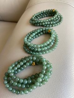 🌈 Jadeite Beaded (6.8mm) Necklace Bracelet, Green, 108 beads 🌷 Untreated Natural Jadeite/ Grade A Jade 🌷 Jade from Myanmar/ Burma 🌷 100% handmade carving 🌷 Bead size : 6.8mm 🌷 Number of Beads : ~108 🌷 Color : Green 🌷 Free shipping from Hong Kong with tracking number provided 🌷 Take approximately 7-28 days to arrive worldwide ❤️ In Chinese Culture: Young people wear jade pendant will have a prosperous life, attracts good luck and friendship Old people wear jade pendant will have a health Cheap Beaded Jade Jewelry, Real Jade Bracelet, Luxury Hand-strung Green Beads, Cheap Jade Beaded Necklaces, Cheap Polished Bead Jade Necklaces, Cheap Traditional Green Beaded Bracelets, Luxury Blue Jade Jewelry, Jade Pearl Necklace, Jade Jewelry Necklace