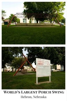 there are two different views of the same swing set in this park, one is for children and the other is for adults