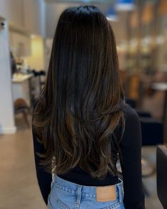 Super Dark Hair With Dimension, Subtle Highlights In Black Hair, Black Hair With Balayage Highlights, Natural Dark Balayage, Black Hair With Caramel Highlights Straight, Black Hair With Highlights Indian, Black Straight Hair With Highlights, Hair Colour On Black Hair, Brunette Balayage On Black Hair