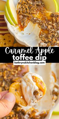 caramel apple toffe dip is an easy dessert recipe